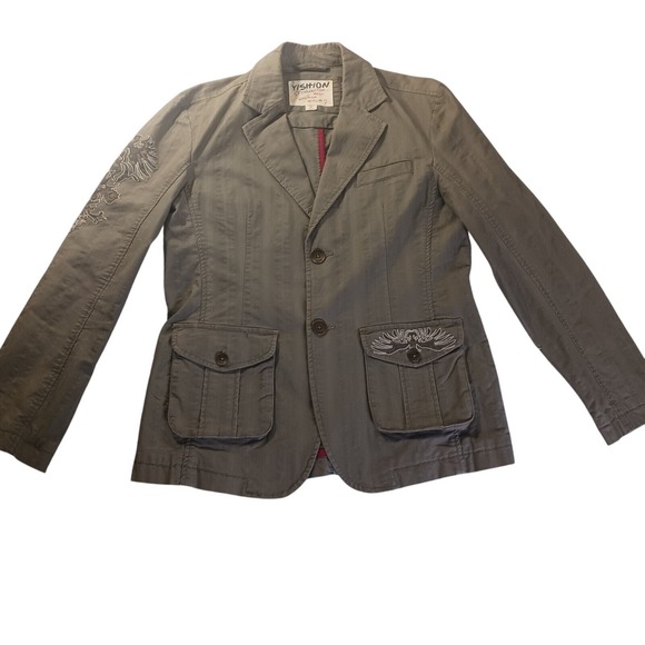 YISHION Jackets & Blazers - Yishion M Embroidered Military Blazer Jacket‎ Olive Green Utility Preppy Chic